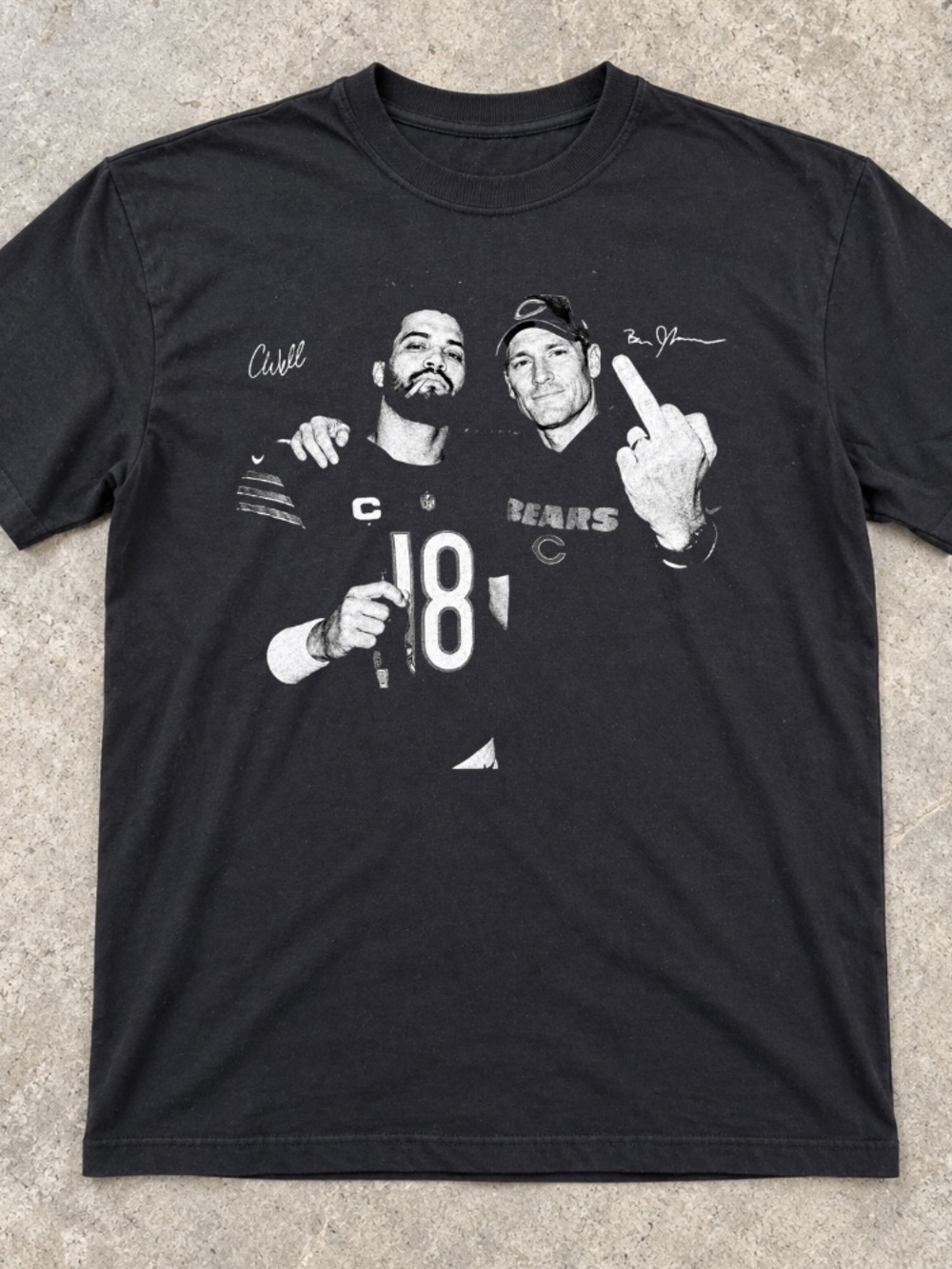 Caleb Williams Dan Campbell Middle Finger Vintage Black T-Shirt